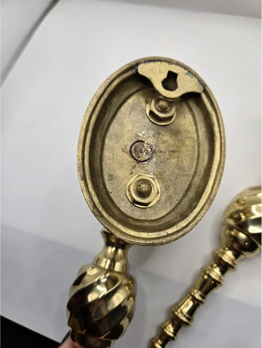 Vintage Solid Brass Pair/Set Wall Sconce Candle Holders Twist Swirl 10